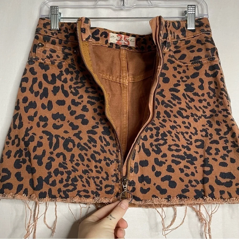 Free People Boho Zip It Up Leopard Print Mini Skirt